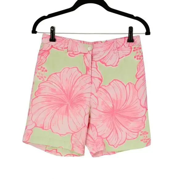 Vintage Lilly Pulitzer Floral Shorts – Size 2 – Pink & Green Resort Print - Picture 1 of 4